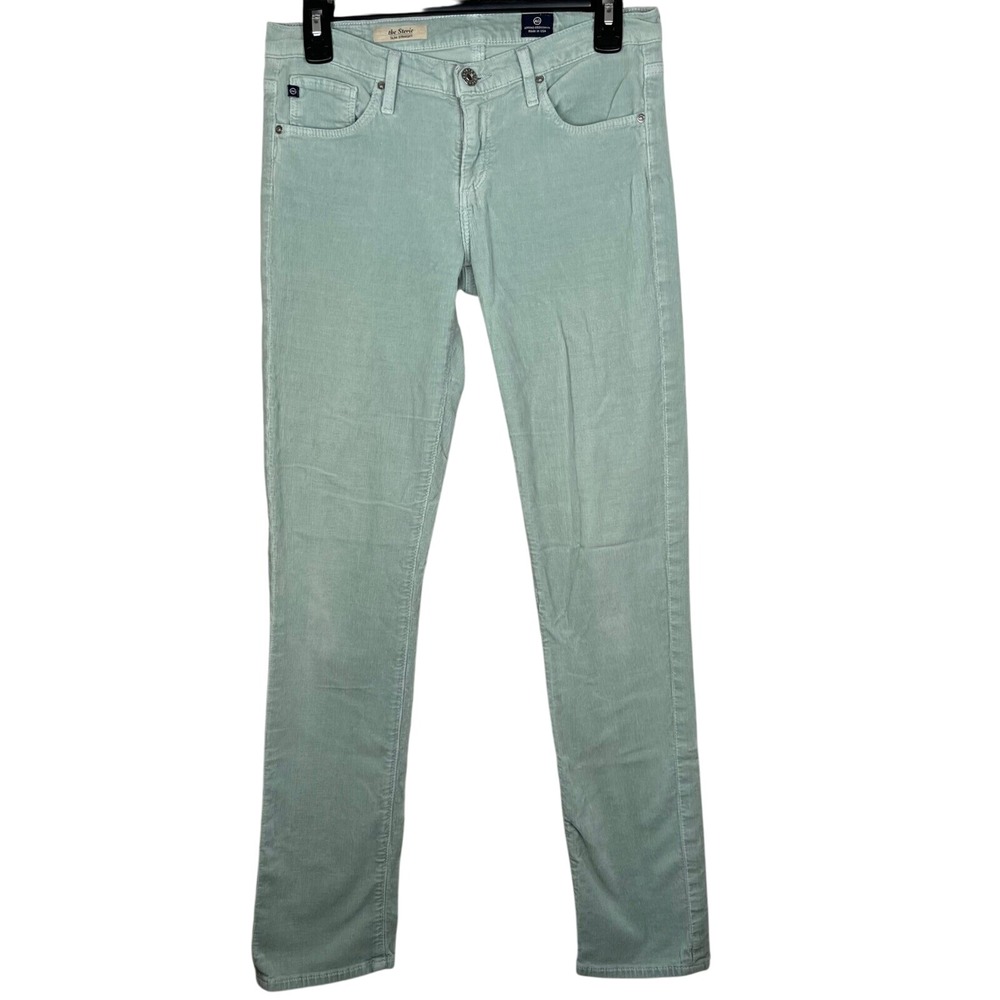 AG The Stevie Slim Straight Corduroy Pants‎ Mint Green Casual Size 27